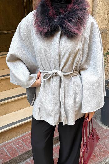 Gray Normal Neck Long Arm Coat