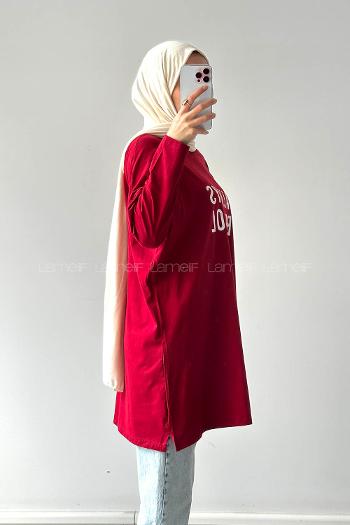 Lamelif Always Be Cool Baskılı Sweat Bordo