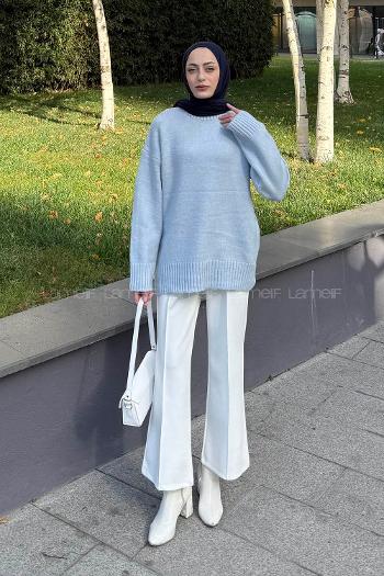 Lamelif Balıkçı Yaka Kazak Bebe Mavisi