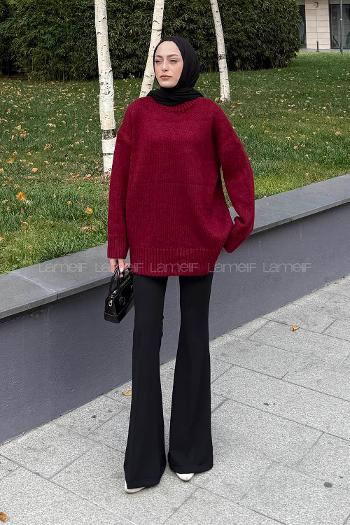 Lamelif Balıkçı Yaka Kazak Bordo