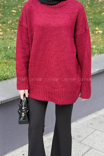 Lamelif Balıkçı Yaka Kazak Bordo