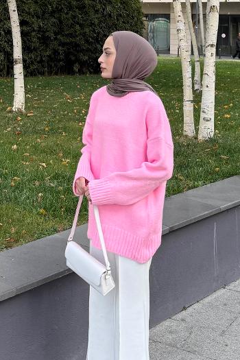 Lamelif Balıkçı Yaka Kazak Pembe