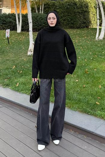 Black Turtle Neck Long Arm Jumper