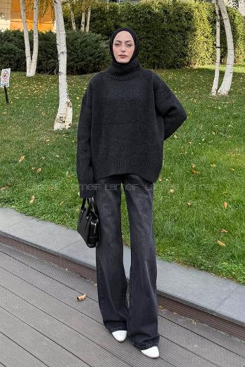 Lamelif Basic Triko Kazak Antrasit