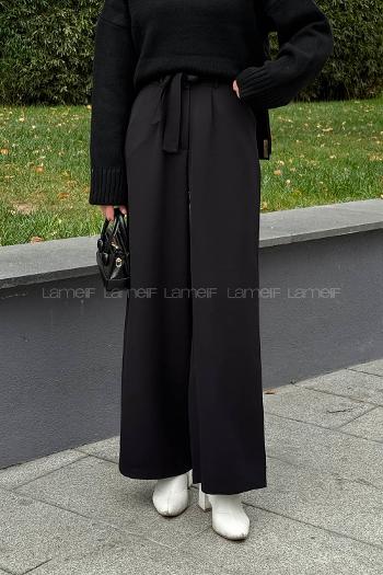 Black V Neck Long Arm Buttoned Polyester Regular Trousers Suit