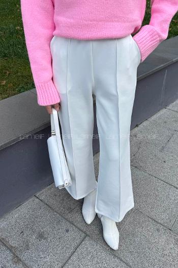 Lamelif Çımalı Scuba Pantolon Beyaz