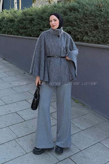 Gray Neckband Sleeveless Arm Coat