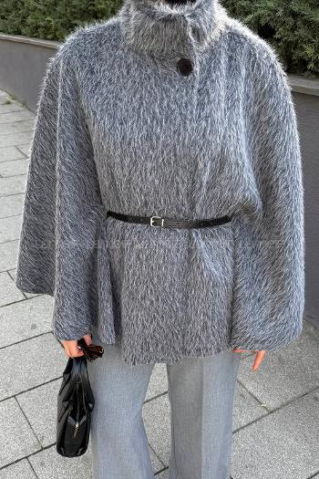 Gray Neckband Sleeveless Arm Coat