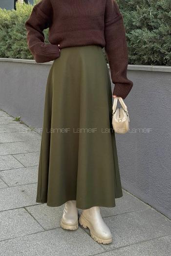 Lamelif Kaşe Etek Haki