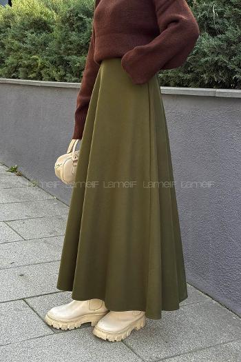 Lamelif Kaşe Etek Haki