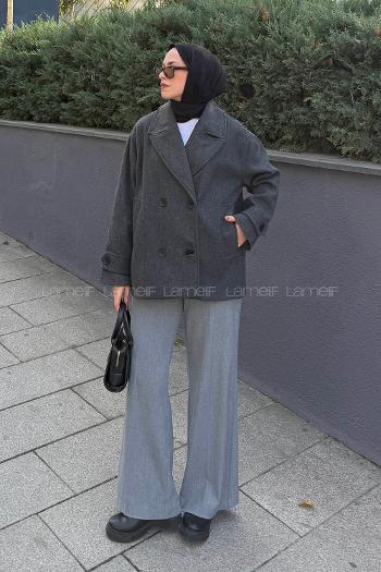 Lamelif Kısa Kaşe Mont Antrasit