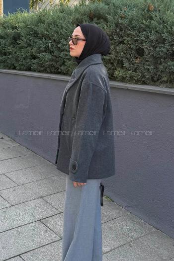 Lamelif Kısa Kaşe Mont Antrasit