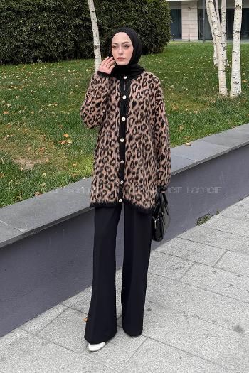 Lamelif Leopar Desen Hırka