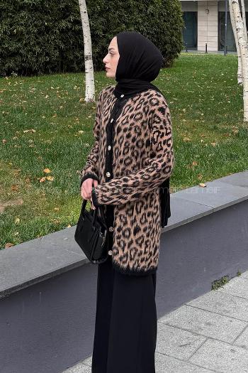 Lamelif Leopar Desen Hırka