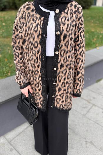 Lamelif Leopar Desen Hırka