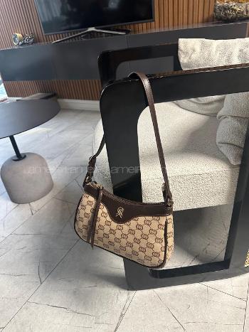 Brown With Zipper Skin Hand Bag Bag