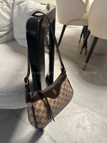 Brown With Zipper Skin Hand Bag Bag