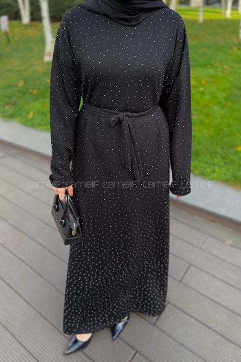 Black Crew Neck Cotton Dresess