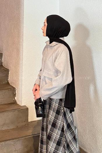 Lamelif Cepli Kaşe Ceket Gri