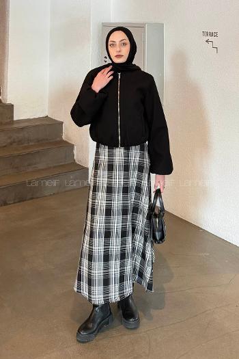 Lamelif Fermuarlı Kaşe Ceket Siyah