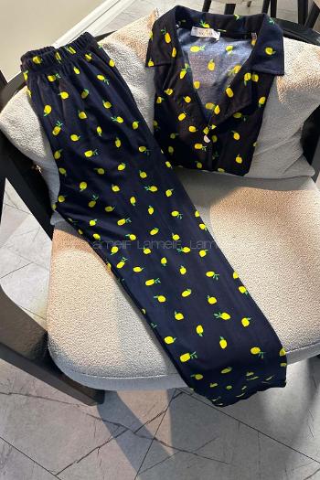Lamelif Büyük Limon Desenli Pijama Takımı