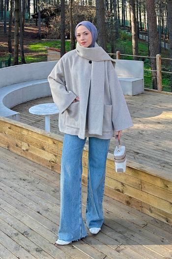 Mink Scarf Neck Long Arm Coat