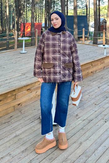 Brown Shirt Collar Long Arm Coat