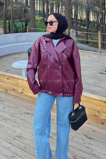 Claret Red Neckband Long Arm Coat