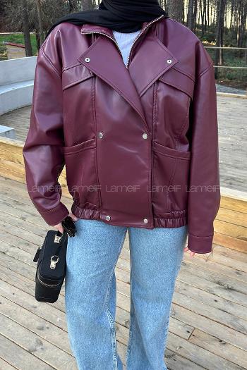 Claret Red Neckband Long Arm Coat