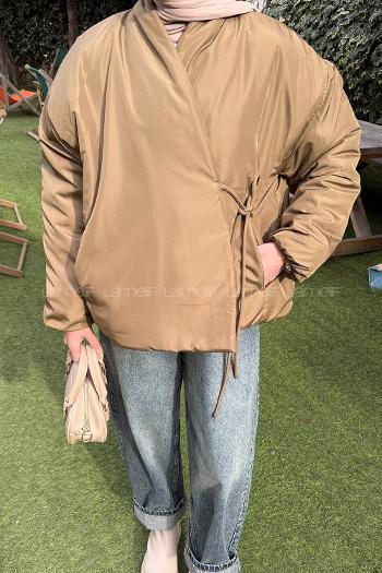 Khaki Neckband Long Arm Coat