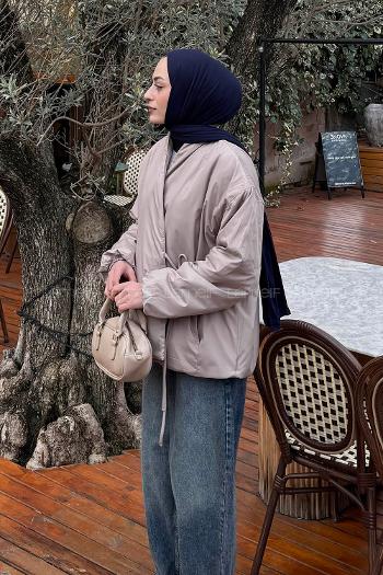 Stone Neckband Long Arm Coat