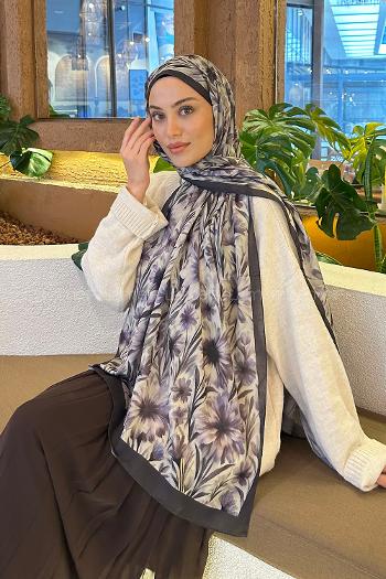 Lamelif Daisy Flowers Desen Pamuk Şal Lavanta