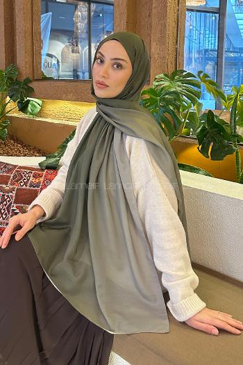 Lamelif Degrade Desen Soft Şal Haki