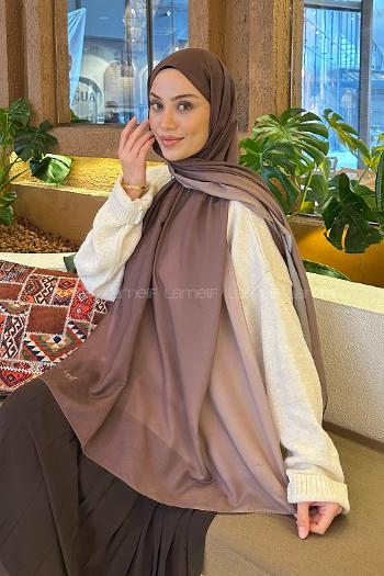 Lamelif Degrade Desen Soft Şal Kahverengi