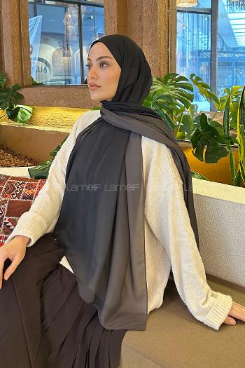 Lamelif Degrade Desen Soft Şal Siyah