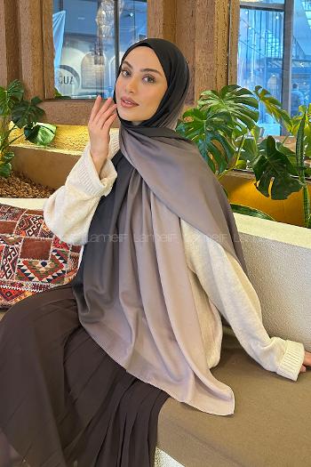 Lamelif Degrade Desen Soft Şal Siyah Taş