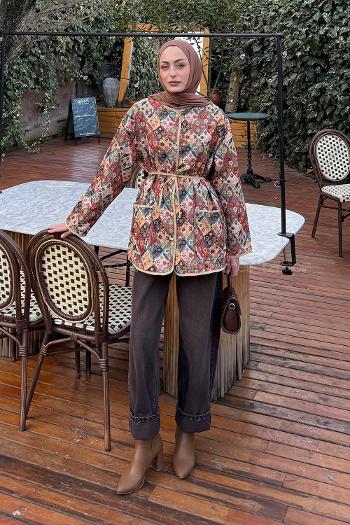 Lamelif Etnik Desen Ceket Mint Yeşili