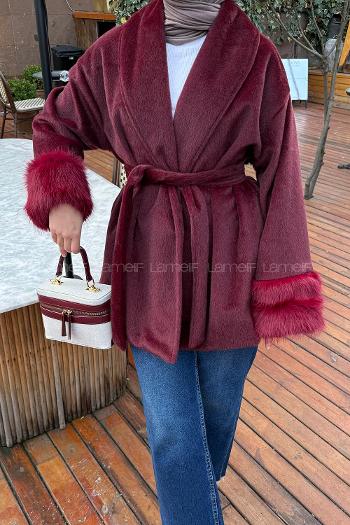 Claret Red Normal Neck Long Arm Coat