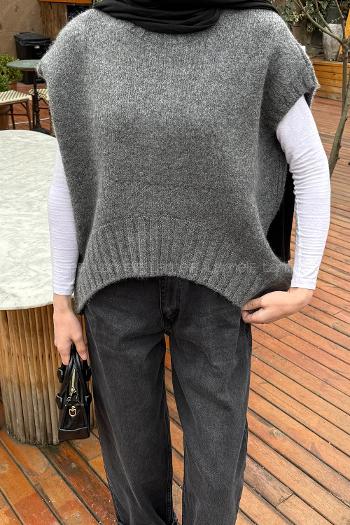 Lamelif Ön Kavis Detaylı Süveter Antrasit