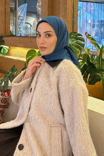 Lamelif Comfort Pamuk Eşarp Petrol Mavisi