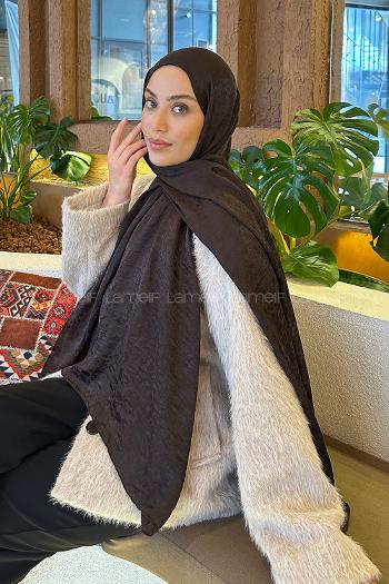 Lamelif  G Desen Ayrobin Floş Jakar  Şal Acı Kahve
