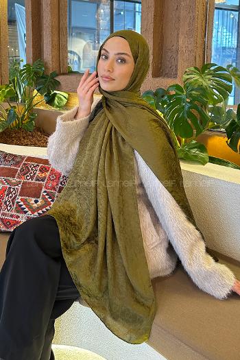 Lamelif  G Desen Ayrobin Floş Jakar  Şal Asker Yeşili