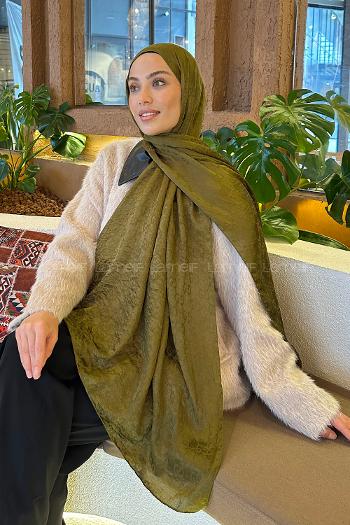 Lamelif  G Desen Ayrobin Floş Jakar  Şal Asker Yeşili
