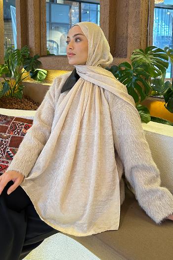 Lamelif  G Desen Ayrobin Floş Jakar  Şal Bej