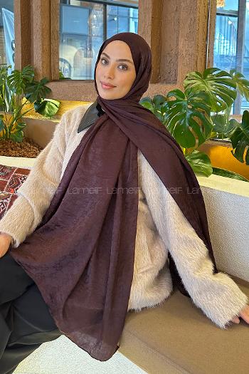 Lamelif  G Desen Ayrobin Floş Jakar  Şal Koyu Bordo