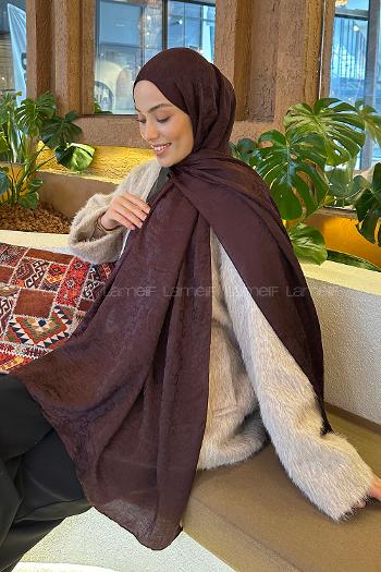 Lamelif  G Desen Ayrobin Floş Jakar  Şal Koyu Bordo