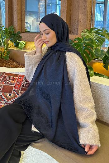 Lamelif  G Desen Ayrobin Floş Jakar  Şal Lacivert