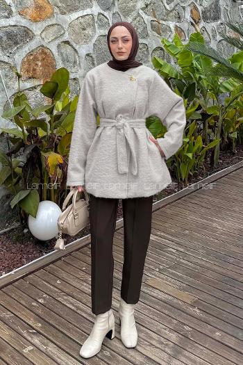 Cream Crew Neck Long Arm Coat