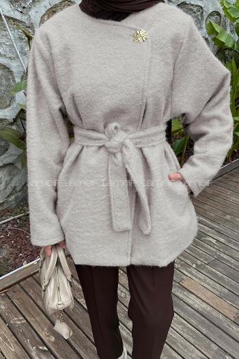 Cream Crew Neck Long Arm Coat