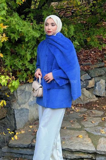 Lamelif Atkılı Peluş Mont Mor